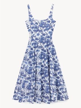 Staud Wells Dress Blue Toile